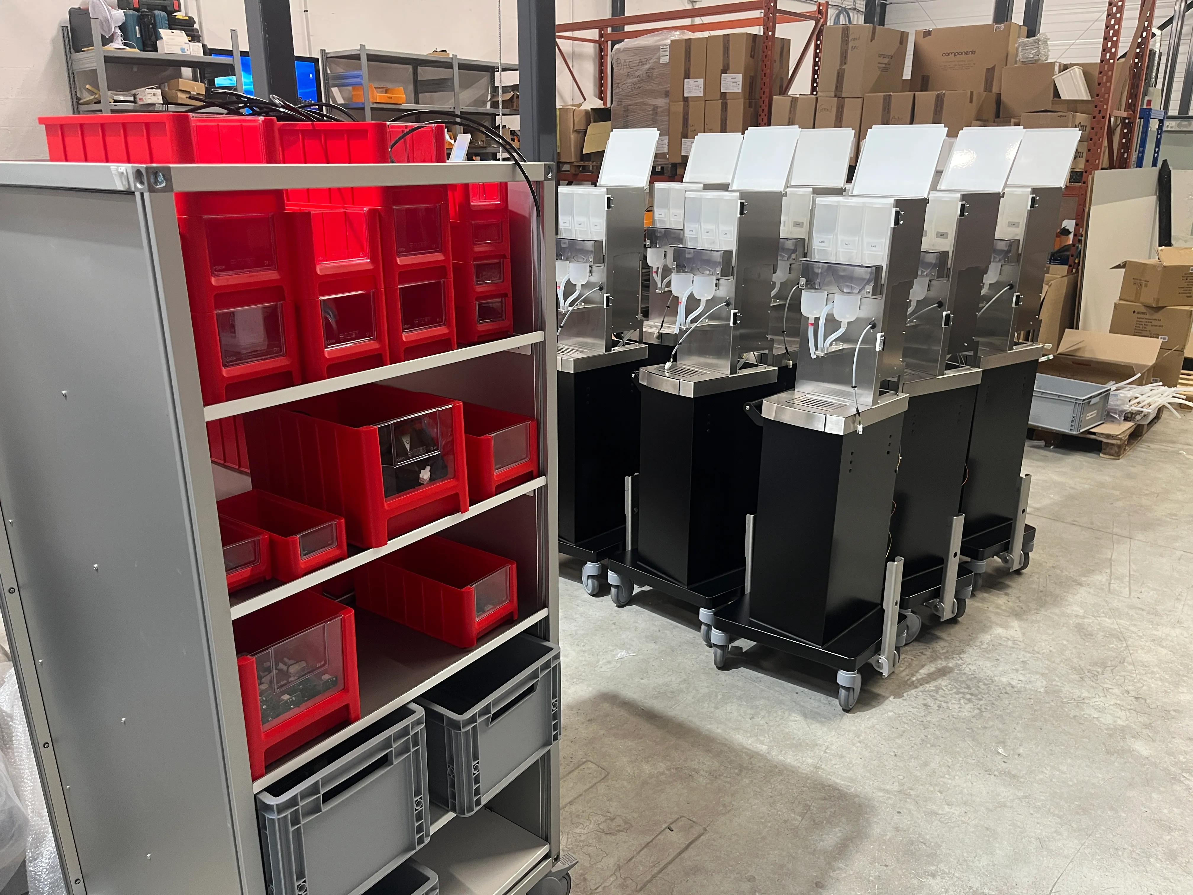 Beverage makers being assembled in the workshop
