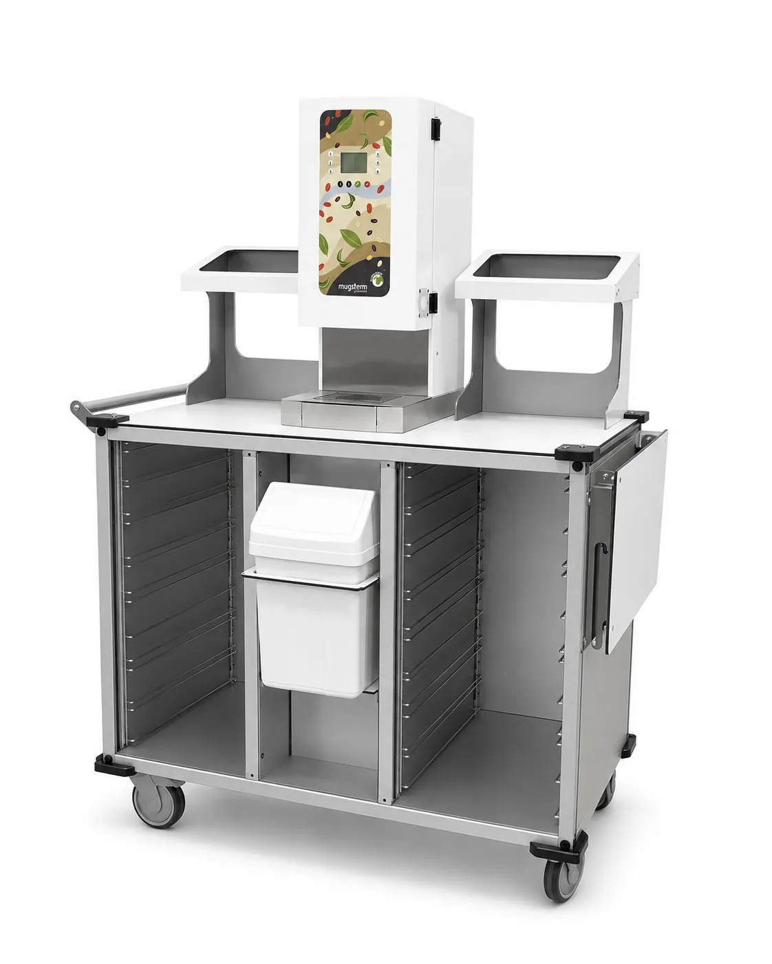 The CaféMotion XL seen from three quarters, side shelf folded