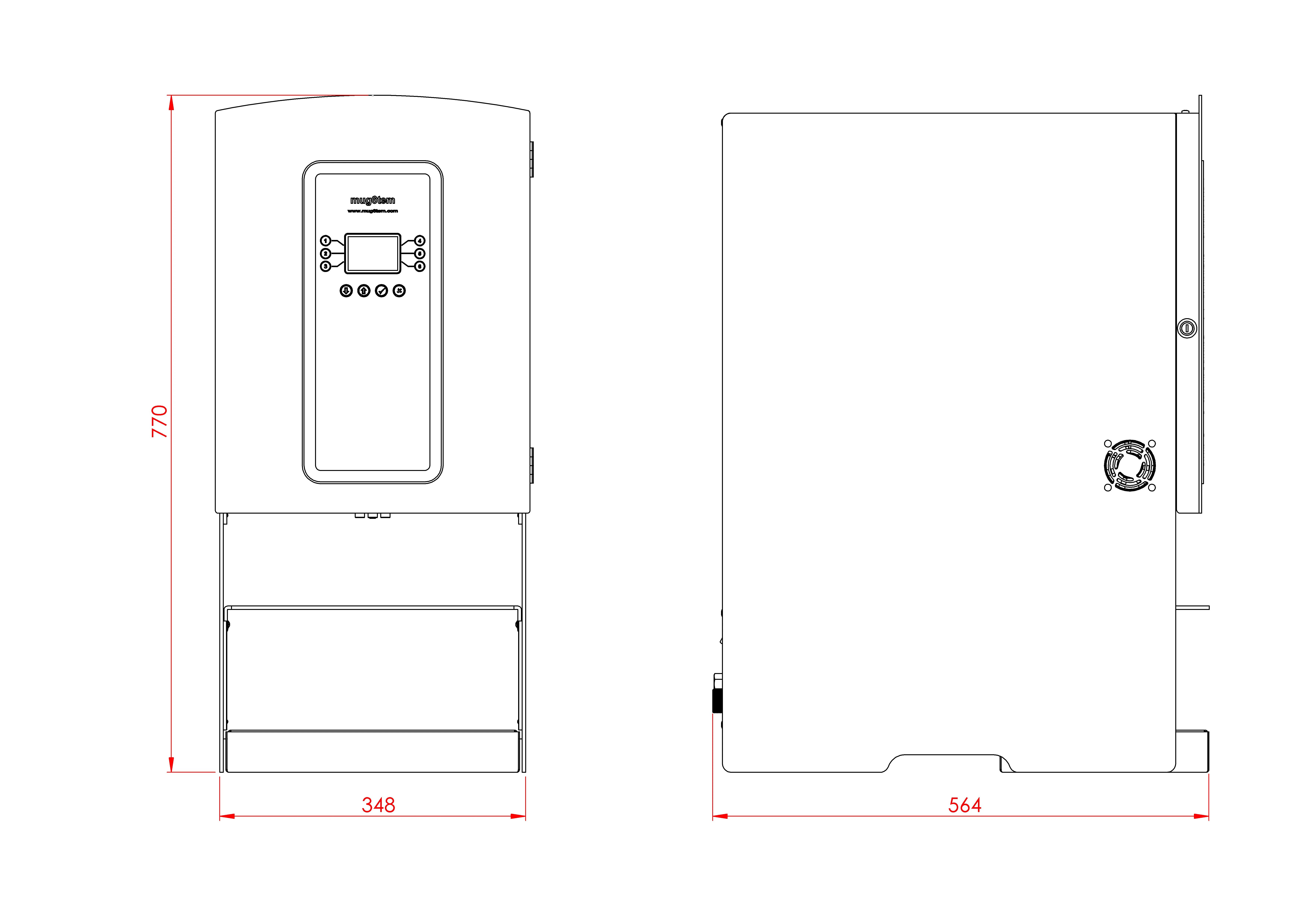Dimensioned drawing of the ServiceJug 4310