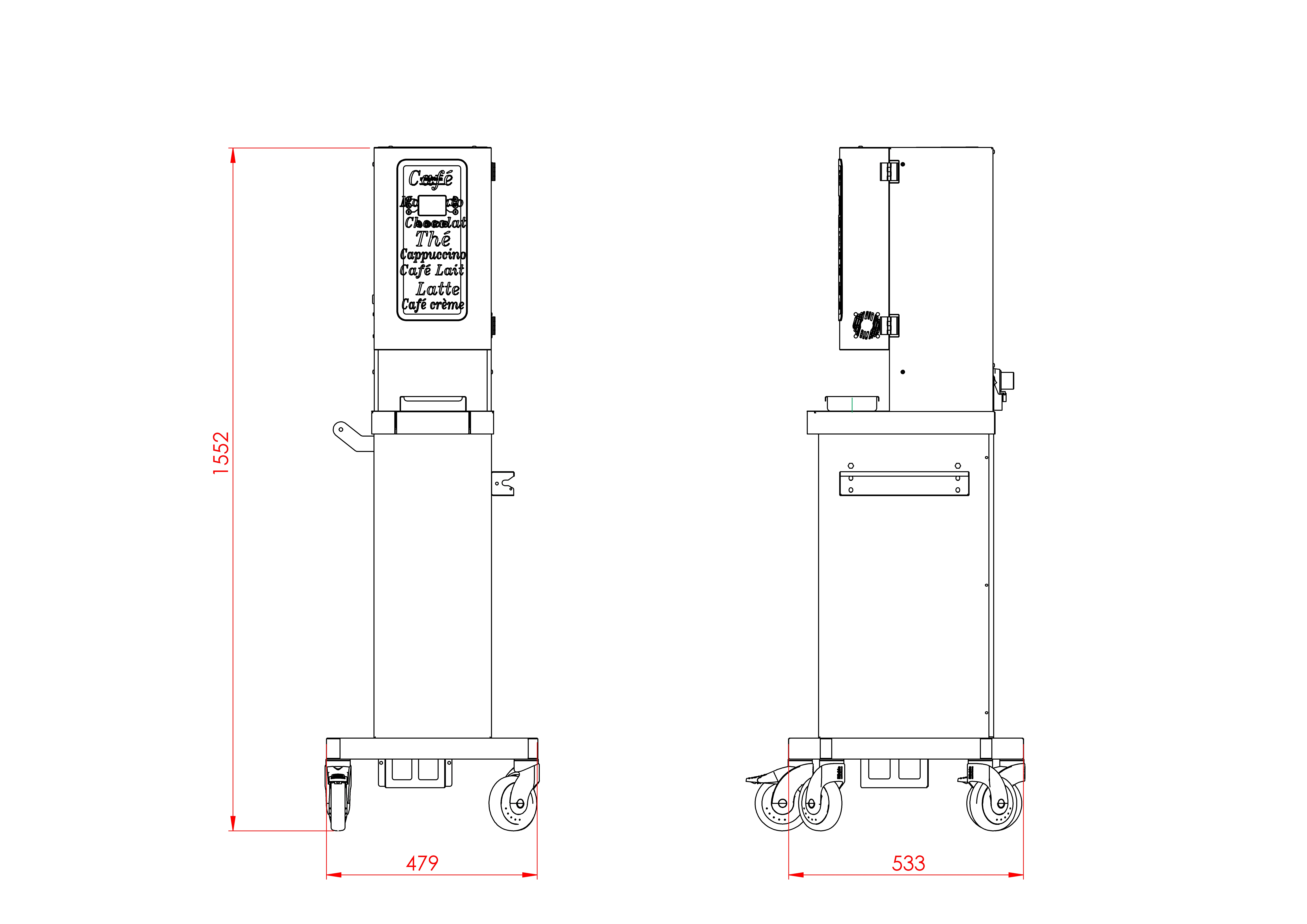 Dimensioned drawing of the TrolleyMug